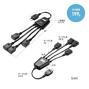 Amazon.co.jp: サンワダイレクト 延長コード 4個口 一括集中